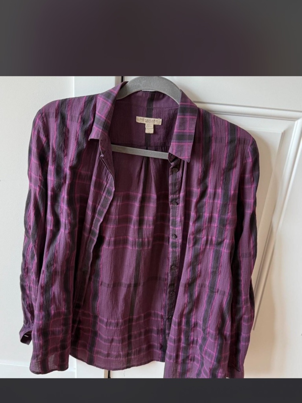 Burberry Purple Plaid Cotton Button-Down Shirt